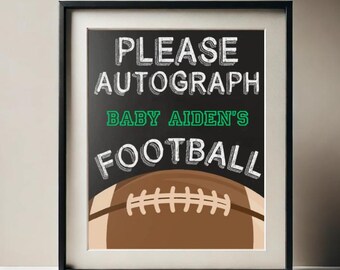 Póster de fútbol personalizado con autógrafos: recuerdo para baby shower (12 x 18 semibrillante)