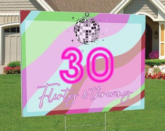 Letrero de jardín para 30 cumpleaños / Decoración de exteriores coqueta y vibrante
