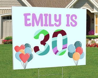 Letrero de jardín personalizado para el 30.º cumpleaños / Tema "13, casi 30"