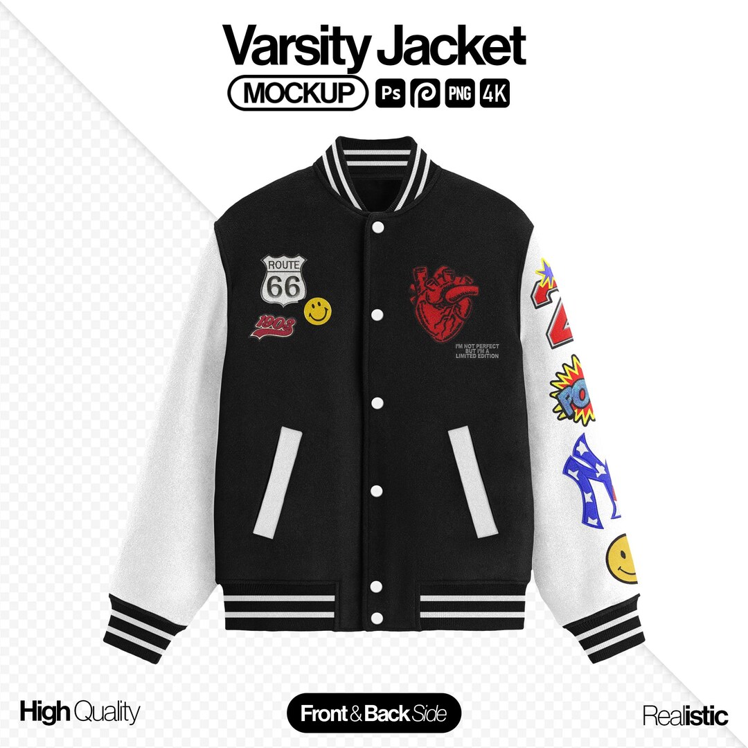 Varsity Jacket Mockup, Editable Photoshop & Photopea Template