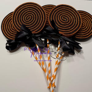 Foam lollipops, black and orange Halloween lollipops, wreath attachment