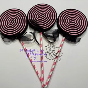 Foam lollipops, black and pink Halloween lollipops, wreath attachment