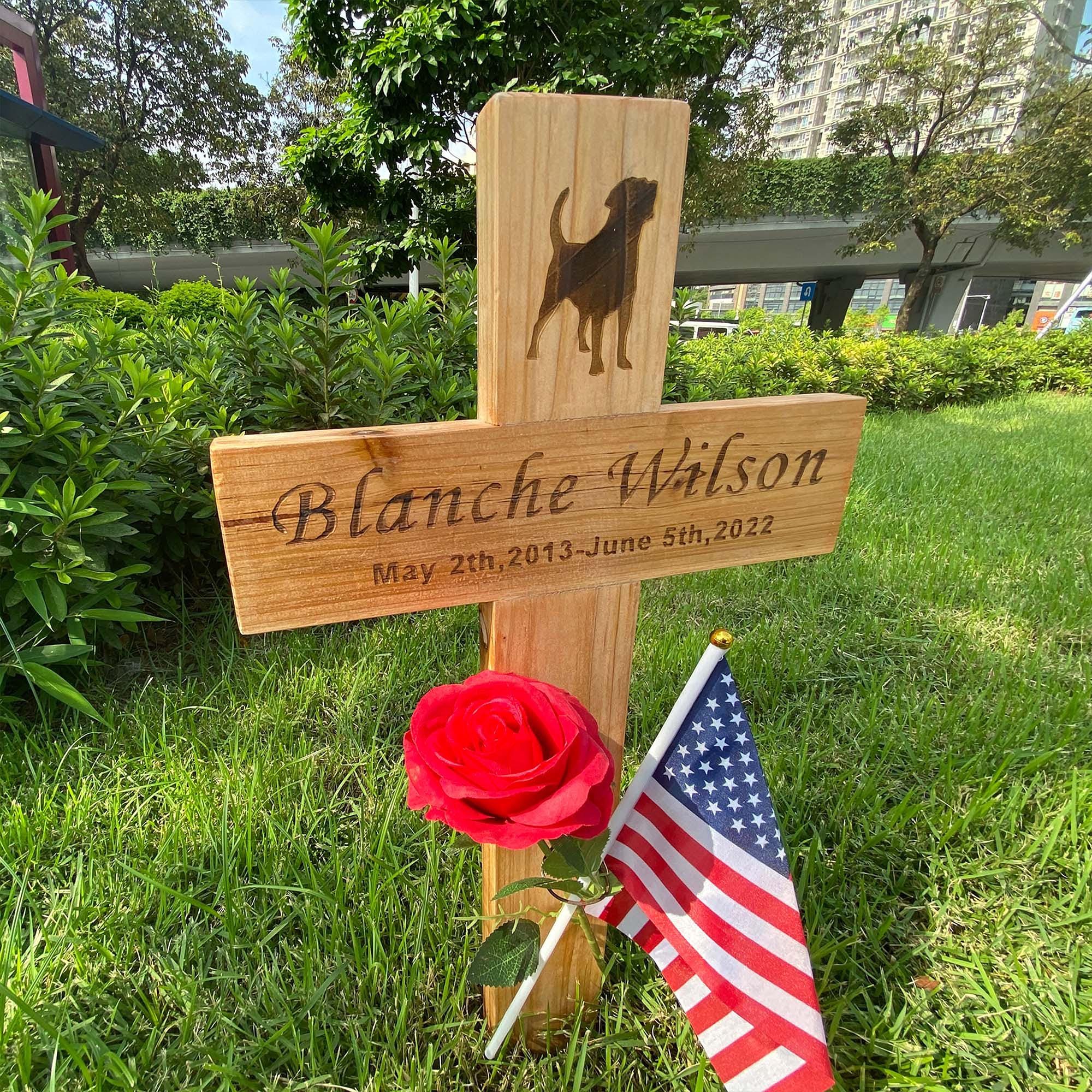 22''x12'' Personalized Wooden Memorial Crosses Stake for Pet, Cat, Dog, Outdoor, Grave Marker for passed loving pet
