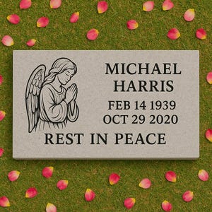 Personalized Flat Granite Memorial Stone – 4&quot; Thick| Cemetery Marker with Name & Dates|Custom Engraved Granite Headstone – 20&quot; X10&#39;&#39;X4&#39;&#39;