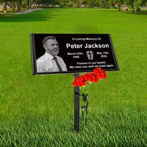 Personalized Memorial Plaque for Humans,Customized Engraved Gravestone,Temporary Grave Marker for Cemetery Decoration (for Humans)
