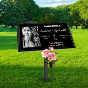 Custom Temporary Grave Marker,Memorial Plaques for Cemetery,Commemorative Stones for Humans,Garden Stones,Bereavement Headstone Picture