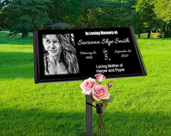 Custom Temporary Grave Marker,Memorial Plaques for Cemetery,Commemorative Stones for Humans,Garden Stones,Bereavement Headstone Picture