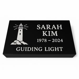 Custom Engraved Granite Headstone Marker – 16&quot;x8&quot;x4&quot; Flat Grave Marker with Cross & Flower Design|Personalized Gray Granite Memorial Stone