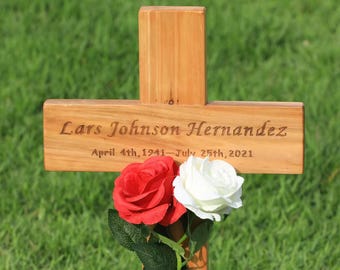 Memorial Crosses Stake for Roadside,Outdoor,Cemetery Graveside,Funerial, Metal Grave Marker for Father, Mother, Grandfather, Grandmother