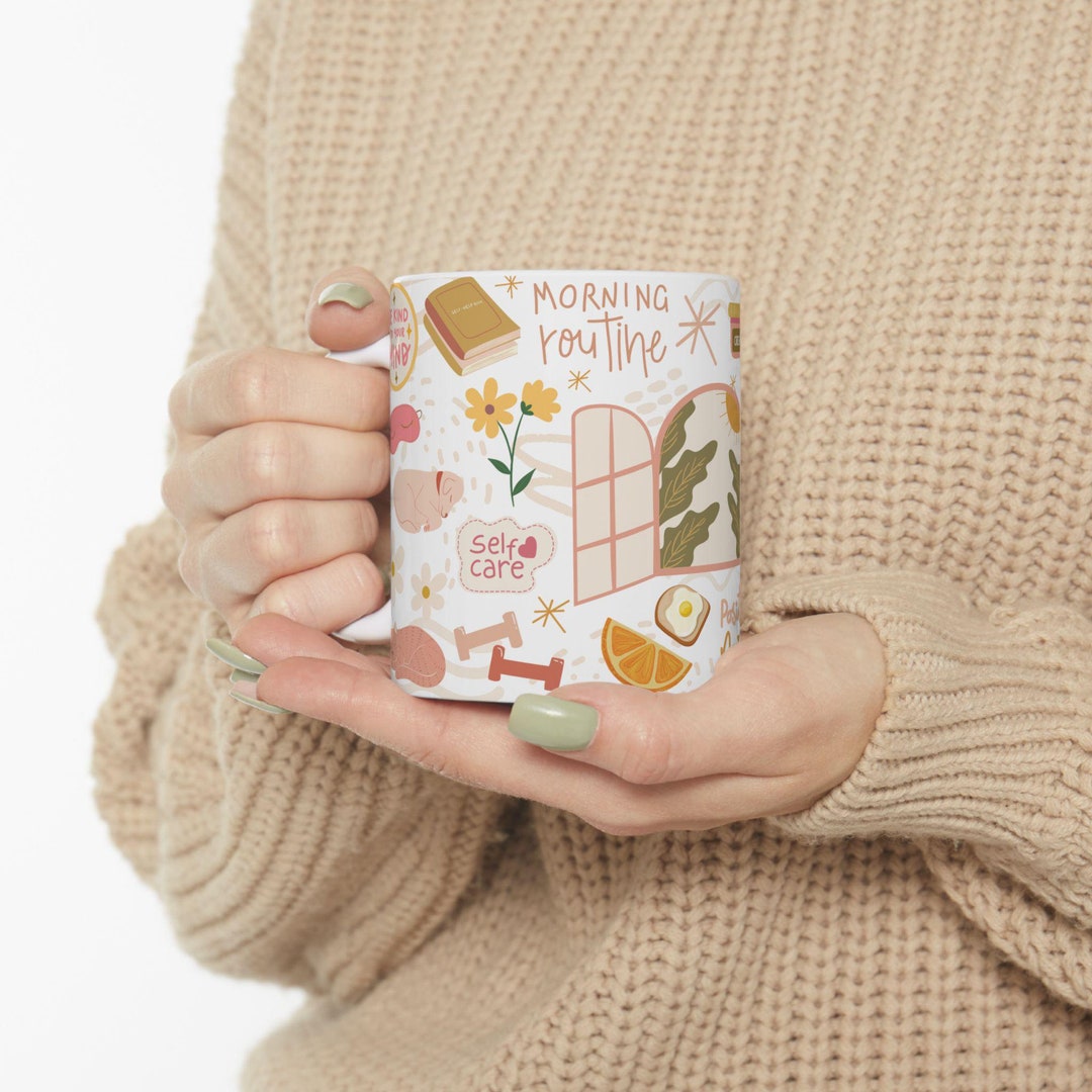 Cute Morning Routine Ceramic Mug, Daily Reminders Mug, Positive Self ...