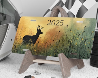 Customizable Nature-Inspired Deer Buck Vanity Plate, Personalized License Tag, Gift for Nature Lovers, 2025 Decor, Automotive Accessories