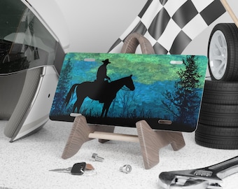 Placa de matrícula personalizada con estilo vaquero 2, regalo para amantes de los caballos, decoración rústica para coche, detalles personalizados para el coche