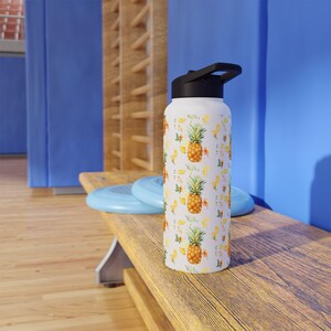 Pineapple Print Stainless Steel Water Bottle, Tropical Vibe, Hydration for Beach Lovers, Eco-Friendly Gift, Summer Adventure, Coolers