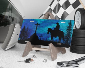 Placa de matrícula personalizada con estilo vaquero, regalo para amantes de los caballos, decoración rústica para coche, detalles personalizados para el coche.