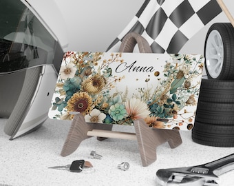 野花のナンバープレート、カスタムネーム入りの車用ナンバープレート、ギフトに最適