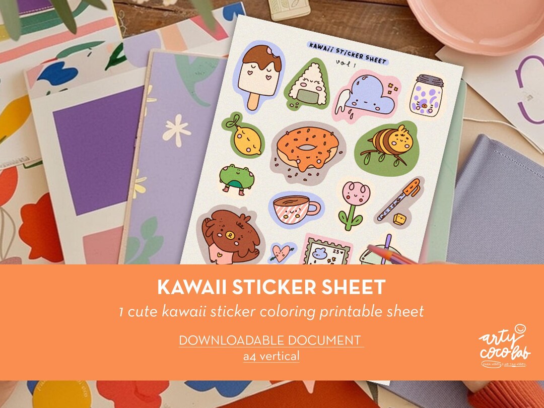 Kawaii Sticker Sheet Printable | Cute Stickers for Kids | A4 PDF ...
