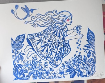 Linogravure Femme Cacao