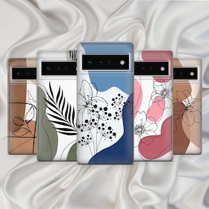 Custodia per telefono minimalista astratta con motivo floreale per Google Pixel 9Pro XL 8A 8Pro 7Pro 7A, 6A, Samsung S24Fe, S23Ultra, A16, iPhone 16Pro 15 14 13