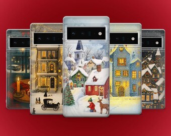 Funda para teléfono Christmas Town con protección contra la nieve para Google Pixel 10, 9A, 9ProXL, 8A, 8Pro, 7Pro, 7A, Samsung S25, S24, A56, A17, iPhone 17, 16, 15, 14