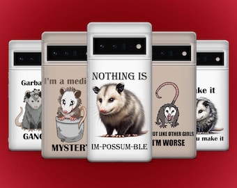 Funda para teléfono con humor de zarigüeya, juego de palabras con animales, para Google Pixel 10, 9A, 9ProXL, 8A, 8Pro, 7Pro, 7A, Samsung S25, S24, A56, A17, iPhone 17, 16, 15 y 14.