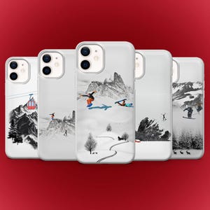 Étui de protection contre les skis en hiver et neige pour iPhone 17, 16E, 15, 14, 13, 12 Pixel 10, 9Pro, XL, 8A, 7A, 6A Samsung S25fe, S24fe, S23, A17 A56