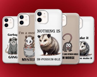 Funda para teléfono con humor de zarigüeya, juego de palabras con animales, para iPhone 17, 16E, 15, 14, 13, 12; Pixel 10, 9Pro, XL, 8A, 7A, 6A; Samsung S25fe, S24, S23, A17, A56