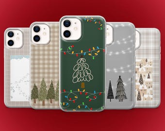 Funda para teléfono con diseño de árbol de Navidad y luces navideñas para iPhone 17, 16, 15, 14, 13, 12, Pixel 10, 9Pro, XL, 8, 7, 6, Samsung S25fe, S24, S23, A17, A56