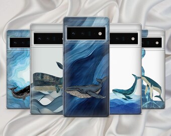 Whale Shark Phone Case Waves Cover for Google Pixel 10, 9A, 9ProXL, 8A, 8Pro, 7Pro, 7A, Samsung S25Fe, S24, A56, A17 iPhone 17, 16A, 15, 14