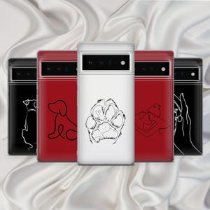 Capa de telefone Dog Line Art Paw Cover para Google Pixel 9Pro, XL, 8A, 8Pro, 7Pro, 7A, 6A, Samsung S24Fe, S23Ultra, A16, iPhone 16Pro, 15, 14, 13