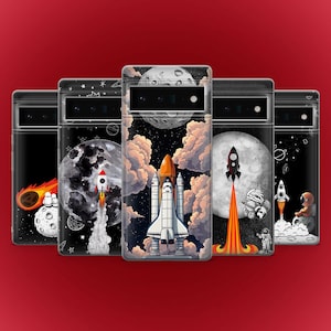 Rocket Astronaut Phone Case Space Cover for Google Pixel 10, 9A, 9ProXL, 8A, 8Pro, 7Pro, 7A, Samsung S25Fe, S24, A56, A17 iPhone 17 16 15 14