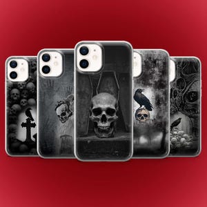 Grave Phone Case Raven Death Cover for iPhone 17, 16E, 15, 14, 13, 12, X Pixel 10, 9Pro, XL, 8A, 7A, 6A Samsung S25fe, S24fe, S23, A17, A56