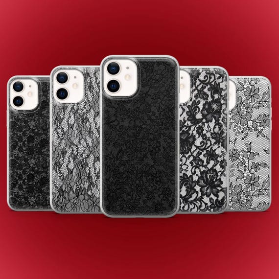 Trendy Handyhlle Black Lace Print Cover fr iPhone 17, 16E, 15, 14 13 12  Pixel 10, 9Pro, XL, 8A, 7A, 6A Samsung S25fe, S24fe, S23, A17, A56 - Etsy.de