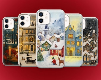 Funda navideña con diseño de nieve para iPhone 17, 16E, 15, 14, 13, 12, X, Pixel 10, 9Pro, XL, 8A, 7A, 6A, Samsung S25fe, S24, S23, A17, A56