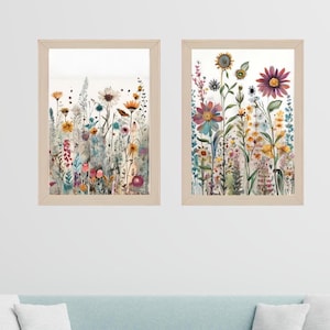 Set of 2 Boho Floral Wall Art