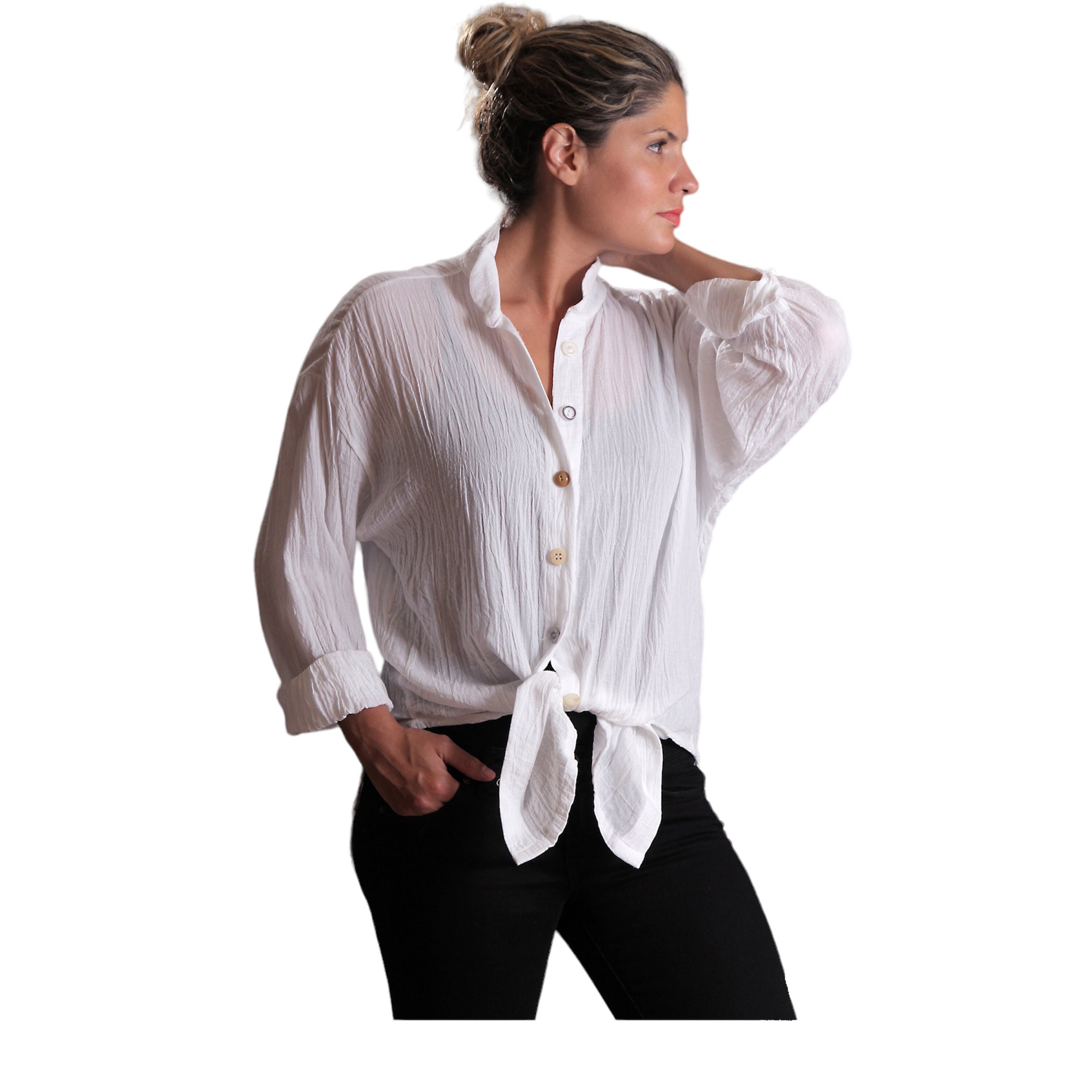 White Gauze Shirt - Etsy
