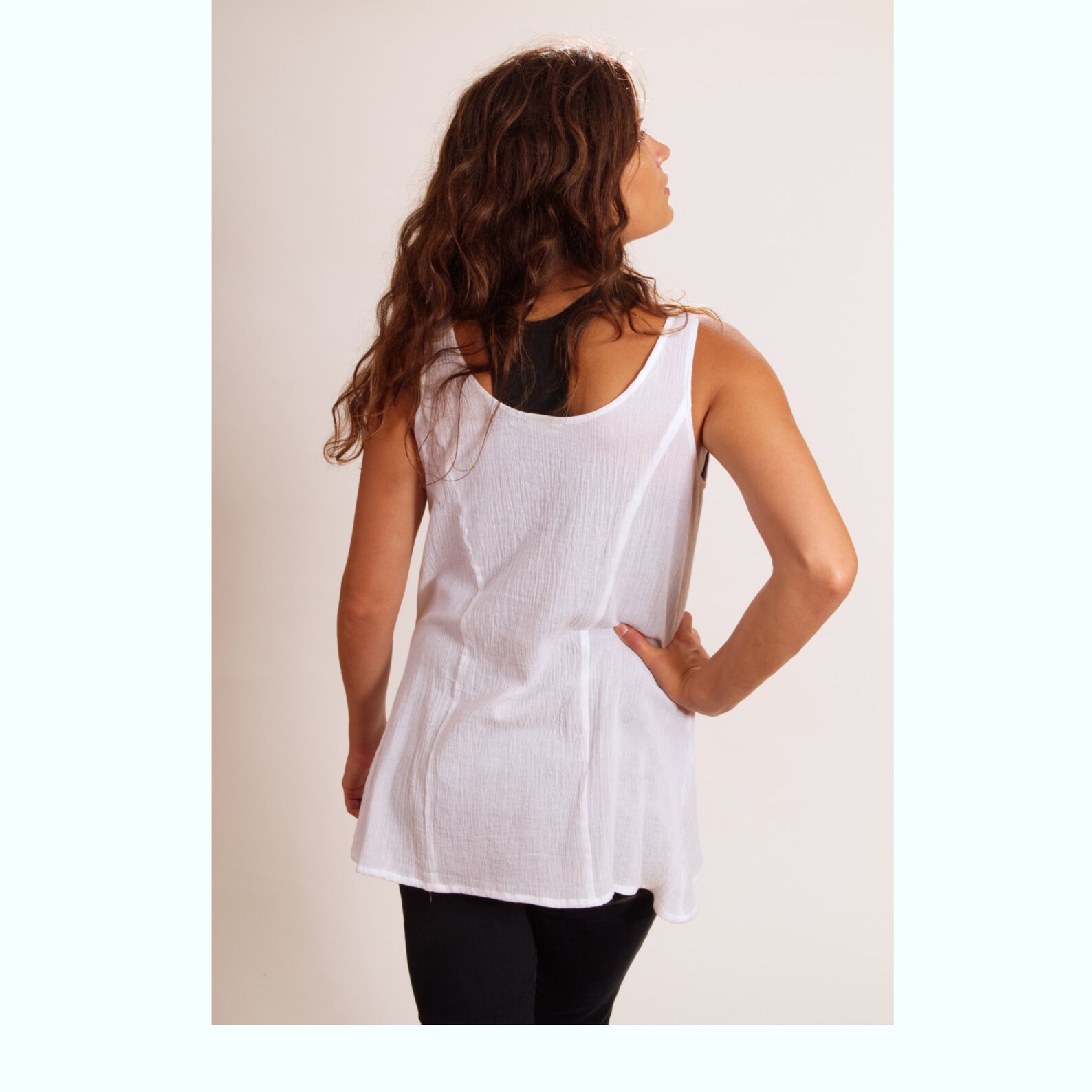 White Cotton Gauze Tank and Cropped Top Set Summer Top Etsy
