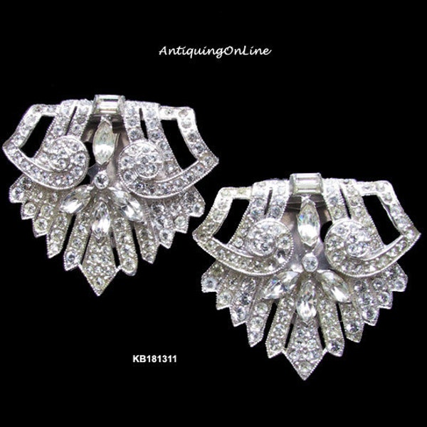 Art Deco Dress Clips Rhinestones Chevron Shaped