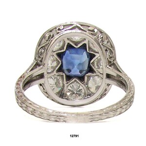 RESERVED Art Deco Platinum Sapphire Diamond Engagement Ring Art Deco Jewelry Antique Engagement Ring image 3