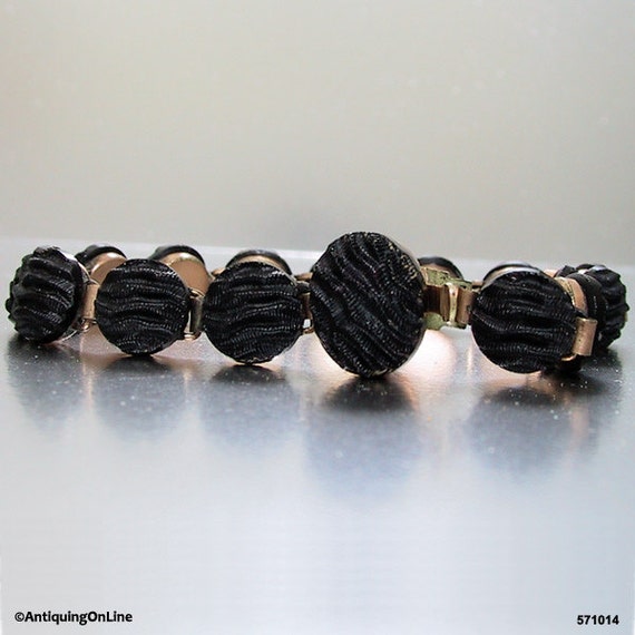 Victorian Crepe Stone Bracelet Mourning Jewelry Fr