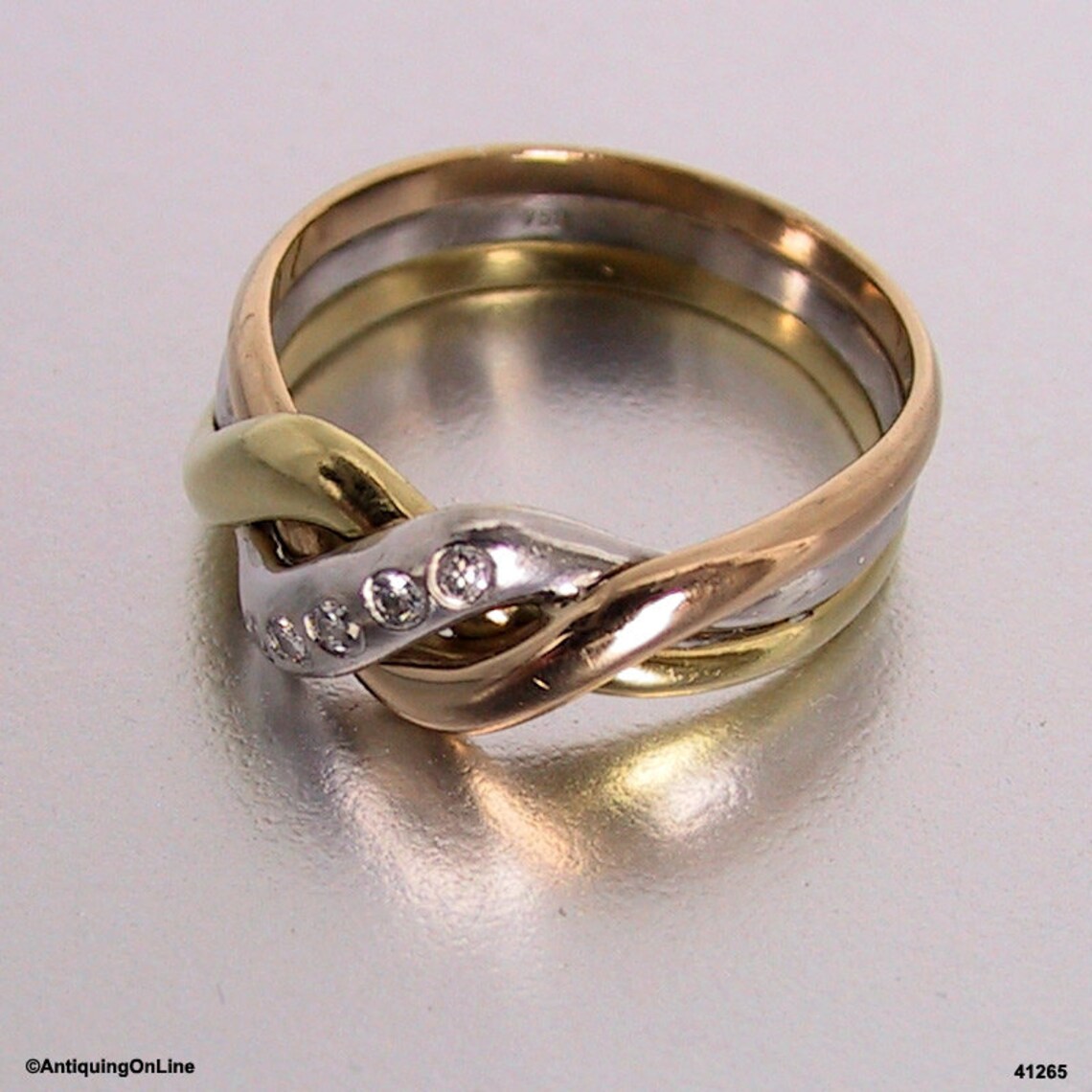 18K Tricolor Love Knot Diamond Ring Vintage Retro 1970s Etsy