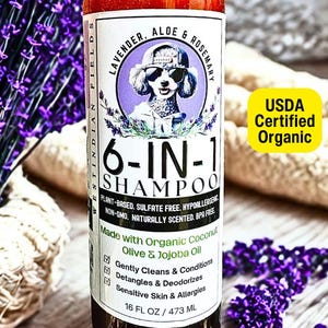ORGANIC DOG Shampoo. USDA Certified. Sensitive, Allergy, Itchy Skin. Hypoallergenic, Natural, Botanical, Eco-conscious, for Pet Owners
