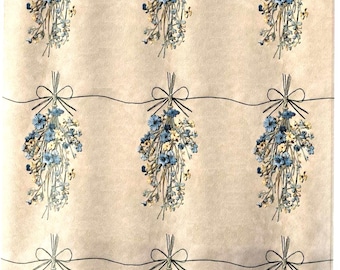 Hand painted Sundrenched Forget-Me-Not Shower Curtain | Blue Beige Spring Summer Decor Farmhouse Boho Bathroom