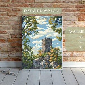 Connecticut Travel Poster – Sleeping Giant State Park - Digital Download