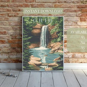 Ohio Travel Poster – Hocking Hills State Park - Digital Download