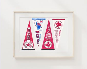Custom Sports Pennants Painting | Watercolor Art, Bar Cart Art, Apartment Art, Sports Team Art, Personalized Gift