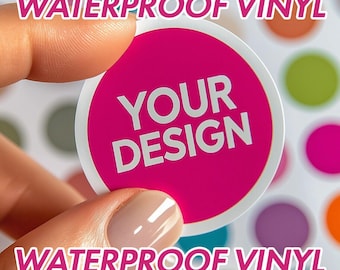 Vinyl Waterproof Personalised Round Circle Stickers Custom Logo Glossy