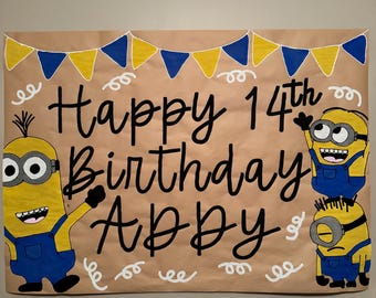 Minion Party, Minion Birthday, Minion Birthday Party Banner, Minion Birthday Banner, Birthday Banner