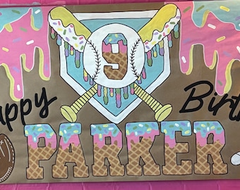 Baseball Banner, Baseball Party, Baseball Drip, Ice Cream Drip Party, Ice Cream Party, Drip Banner, Drip Party, Birthday Banner, Baseball