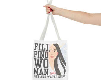 Filipina Woman Tote Bag: Fire & Water Design, Everyday Fashion Accessory