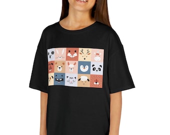 Animal Faces-T-shirt voor kinderen, schattig T-shirt met grafische print